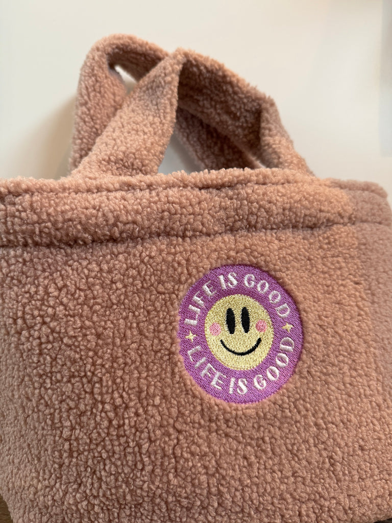 Smiley LIN & AL'S HOME mini handbag teddy - Zand