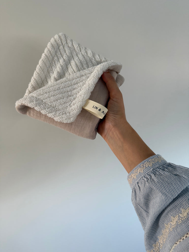 Monddoekjes uni LIN & AL’S HOME – Badstof & Hydrofiel (Set van 3)