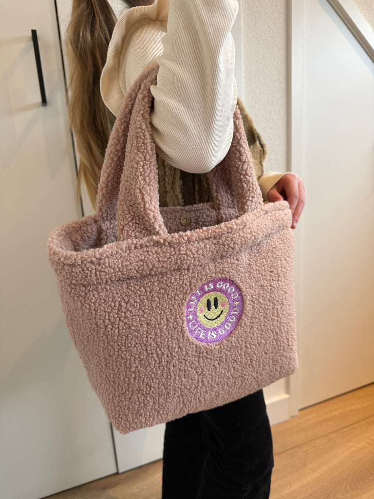 Smiley LIN & AL'S HOME mini handbag teddy - Zand