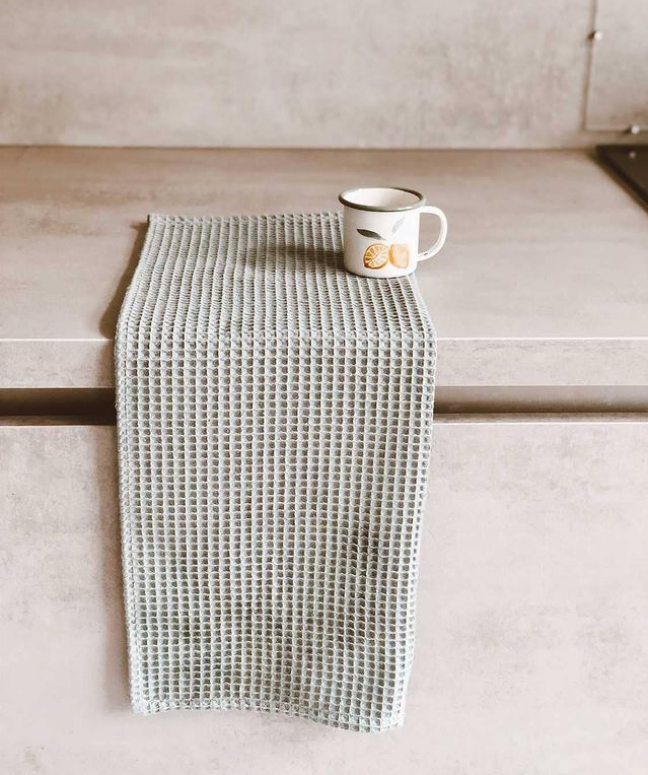 Theedoeken Wafel katoen Oud Groen - SET 4 stuks