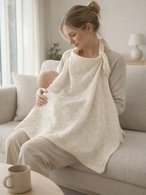 Voedingsdoek Hydrofiel Embroidery Ecru LIN & AL’S HOME